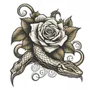 rose and snake wrapped tattoo design idea
