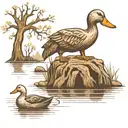 park memorial, willow tree, duck in pond, subtle dog bone tattoo design idea