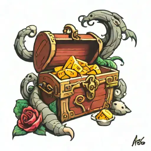 treasure chest tattoo design idea