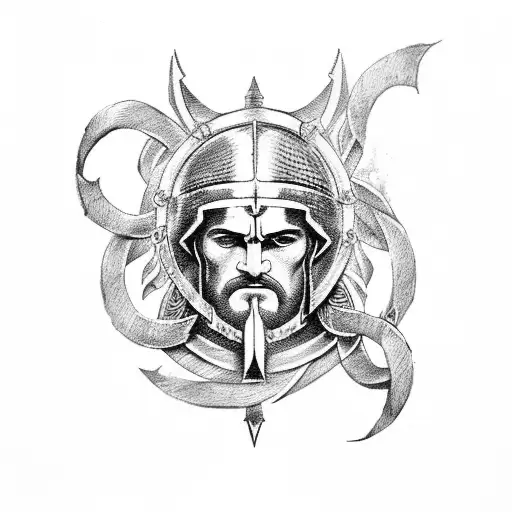 spartan with greek gods  tattoo design idea