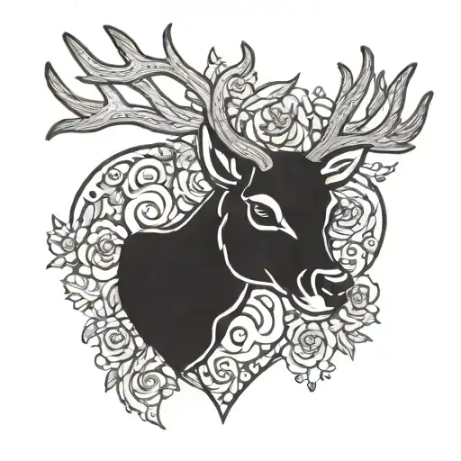 baby reindeer heart tattoo design idea