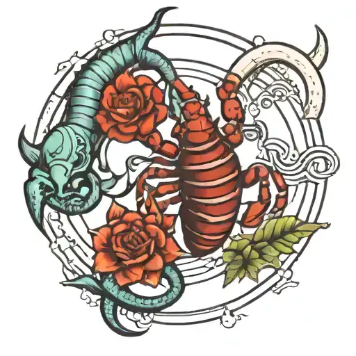 scorpio, taurus and moon tattoo design idea
