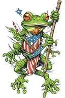 Frog and US Flag ripping tattoo design idea