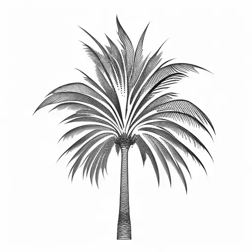 palm tree with two birds tattoo design idea
