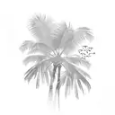 palm tree with two birds tattoo design idea