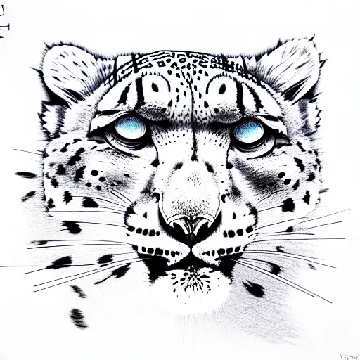 Snow leopard with neon fur tattoo design idea