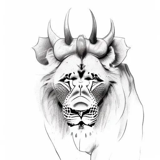 lion, leopard, rhino, elephant and water buffalo, the African sun and African acacia tree tattoo design idea