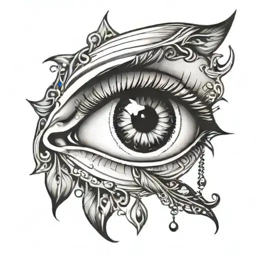 Eye with tear drop to a semi colon tattoo design idea