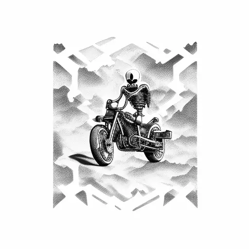 skeleton riding a motorcycle tattoo design idea