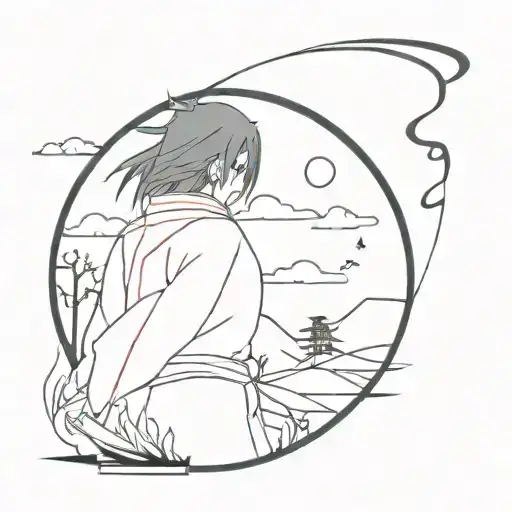 inime itachi uchiha konoha night scene tattoo design idea