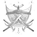 A gym barbell with the handle shaped like a Viking longship tattoo design idea