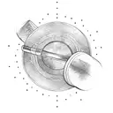 A gym barbell with the handle shaped like a Viking longship tattoo design idea