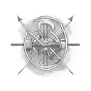 A gym barbell with the handle shaped like a Viking longship tattoo design idea