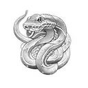A snake coiling around a Viking rune carved in stone tattoo design idea