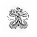 A snake coiling around a Viking rune carved in stone tattoo design idea