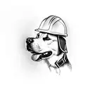 Construction crane with a dog wearing a hard hat tattoo design idea