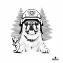 Construction crane with a dog wearing a hard hat tattoo design idea
