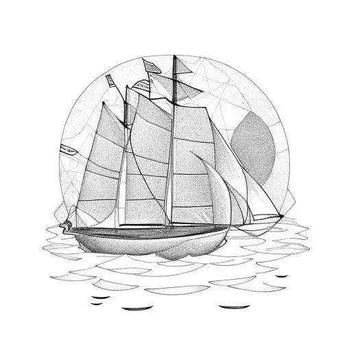 sailing, 3 daughters tattoo design idea