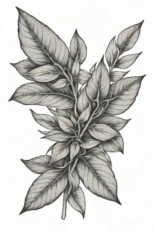 sage leaves intertwined tattoo design idea
