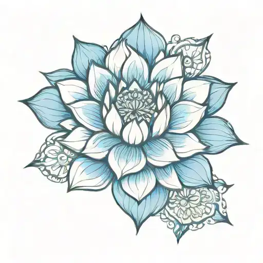 blue lotus with mandala design incorporating tattoo design idea