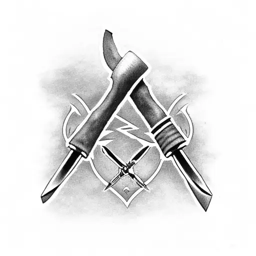 native american tomahawk pipe tattoo design idea
