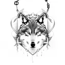 fenrir wolf with chains tattoo design idea