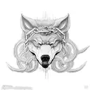 fenrir wrapped in chains side view tattoo design idea
