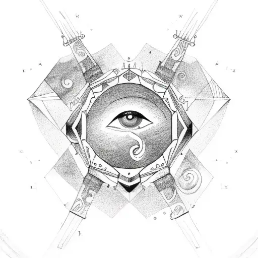 capricorn constellation and eye tattoo design idea