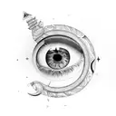 capricorn constellation and eye tattoo design idea