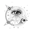 capricorn constellation and eye tattoo design idea