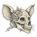 rat skull flowers tattoo design idea