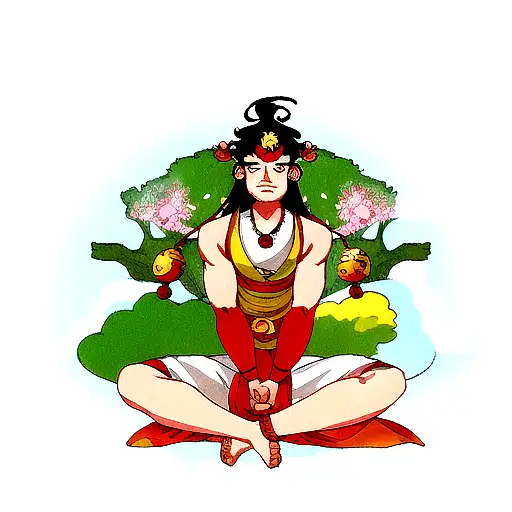 Hanuman meditating under a Bodhi tree tattoo design idea