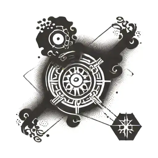 A fusion of Taoist and Stoic symbols in a dotwork style tattoo tattoo design idea