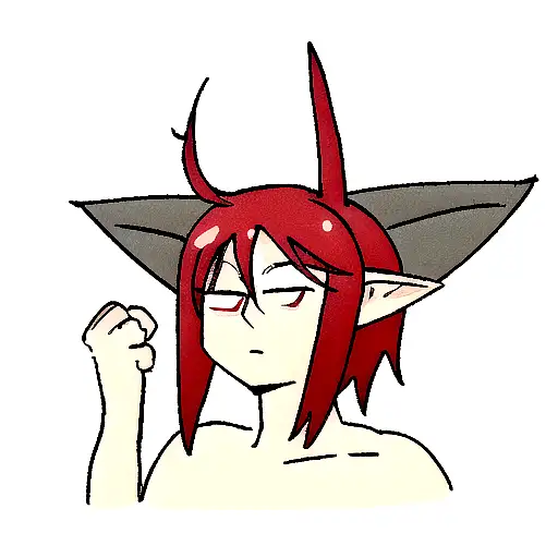 a simple hot anime red male elfe  tattoo design idea