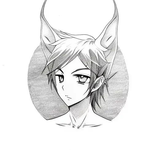 Draw me a unique simple line tattoo based with a hot anime red male elfe (just a simple line tattoo design idea