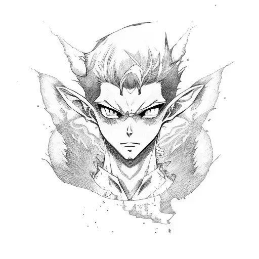 a hot anime red male elfe  tattoo design idea