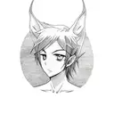 Draw me a unique simple line tattoo based with a hot anime red male elfe (just a simple line tattoo design idea
