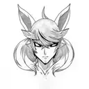 Draw me a unique simple line tattoo based with a hot anime red male elfe (just a simple line tattoo design idea