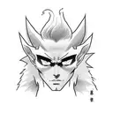 Draw me a unique simple line tattoo based with a hot anime red male elfe (just a simple line tattoo design idea