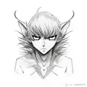 Draw me a unique simple line tattoo based with a hot anime red male elfe (just a simple line tattoo design idea
