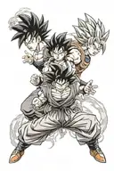 Goku and gohan powering up with a glowing aura tattoo design idea