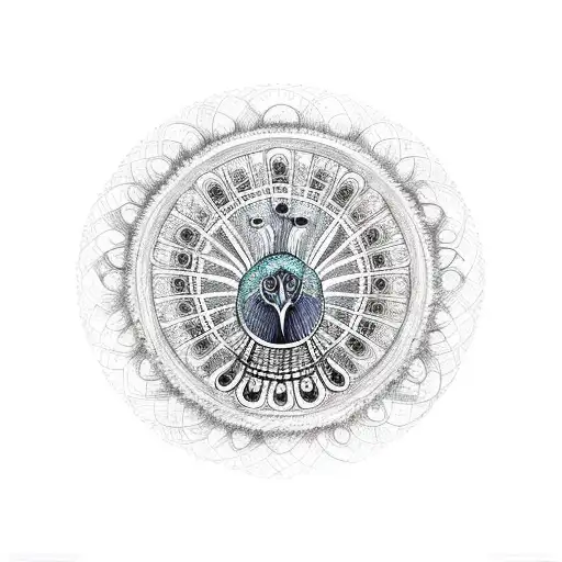 Peacock with its wheel open tattoo design idea