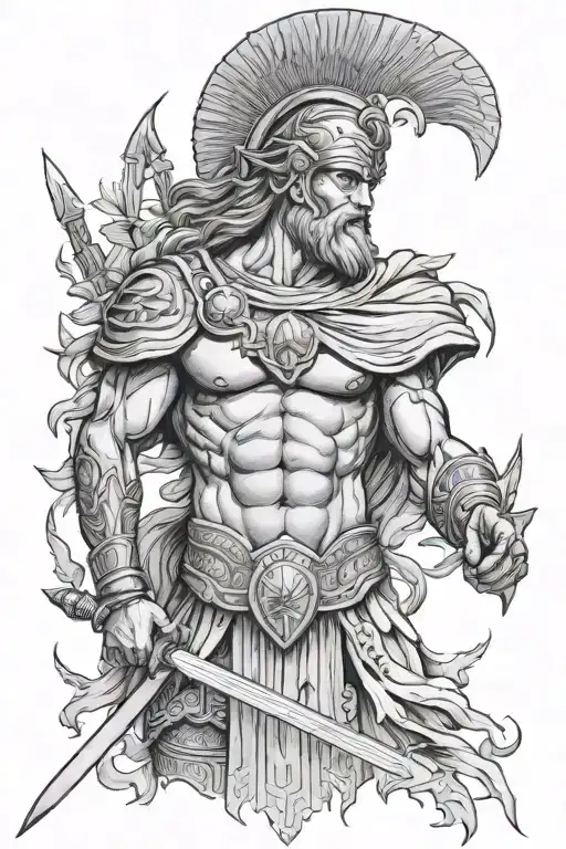 Ancient Greece god of warriors tattoo design idea