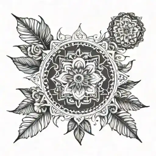 Incorporate massage tools into a nature-inspired mandala design tattoo design idea