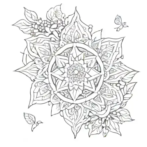 Incorporate massage tools into a nature-inspired mandala design tattoo design idea