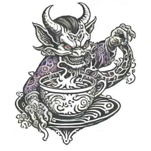 devil is pouring lean in a cup tattoo design idea