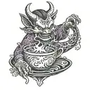 devil is pouring lean in a cup tattoo design idea