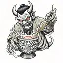 devil is pouring lean in a cup tattoo design idea