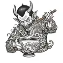 devil is pouring lean in a cup tattoo design idea