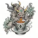 devil is pouring lean in a cup tattoo design idea